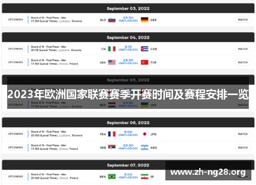 2023年欧洲国家联赛赛季开赛时间及赛程安排一览 2023年欧洲国家联赛赛季开赛时间及赛程安排一览